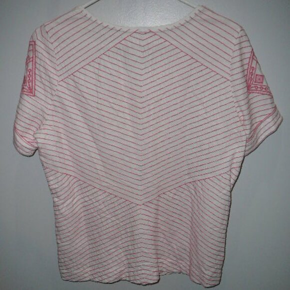 White Stuff Embroidered Asian White w/Salmon Stitching V Neck Blouse-UK12, EUR40 - Picture 4 of 5